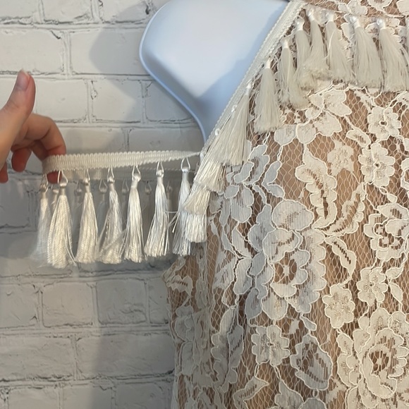 Vici for K. Jordan white lace floral mini dress with tassels off shoulder - Picture 11 of 11